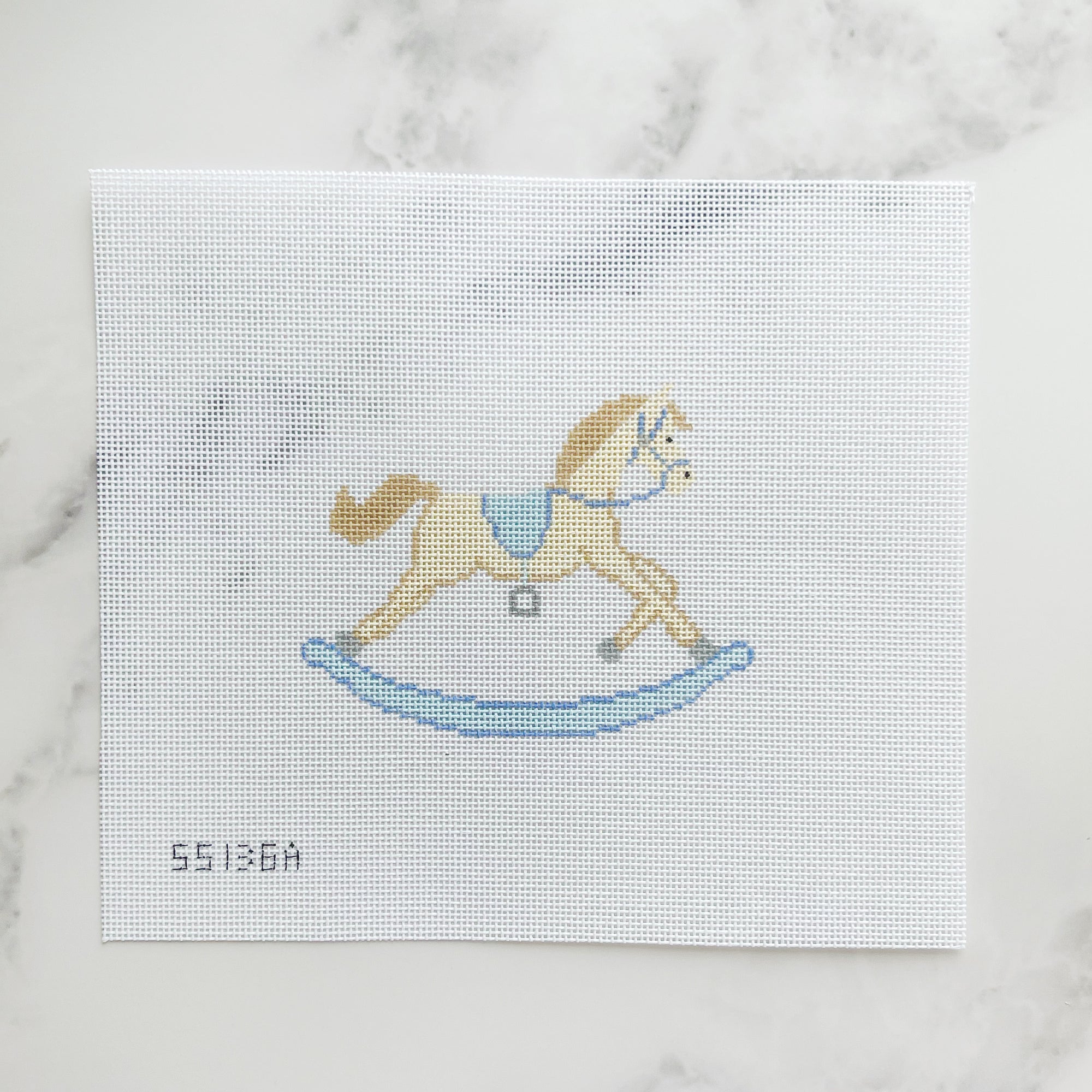 Rocking Horse with Stitch Guide - Baby Blue